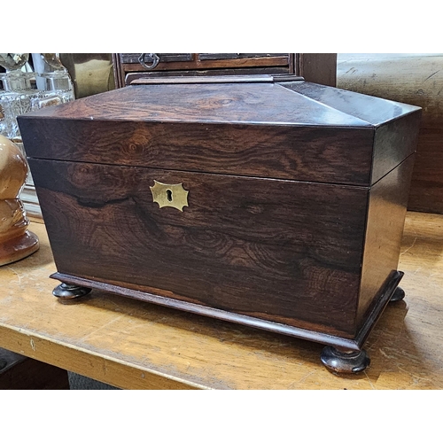 26 - A stunning antique Rosewood tea caddy, 30cm x 19cm x 15cm.