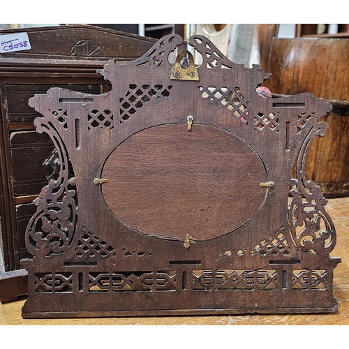 32 - A stunning & unusual antique apprentice piece over mantle mirror, measuring 33cm x 36cm.