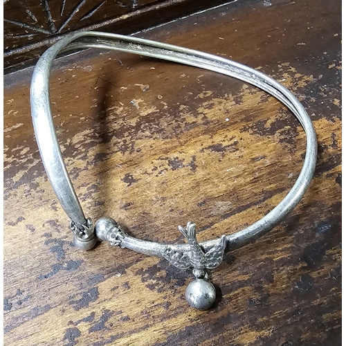 35 - A vintage/ antique Sterling Silver bangle with swallow/ bird.