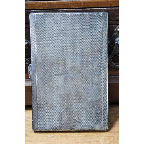 46 - An antique Sterling Silver cigarette case, with engine turned design, weight 188g.