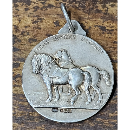 56 - A stunning antique Sterling Silver 'Hackney Horse Society' medal, produced by Mappin & Webb, fully h... 