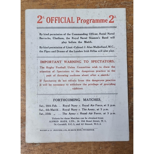 58 - An original match programme for the Rugby Union International match between England v Ireland, playe... 