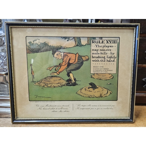 69 - A set of 3 vintage Golfing themed prints, measuring 30.5cm x 24cm.