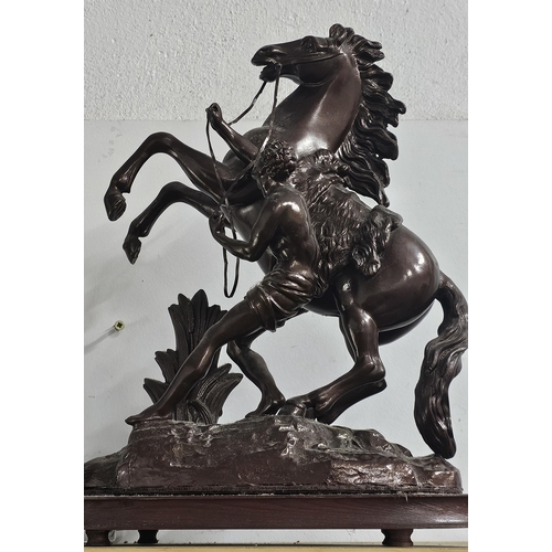 7 - A stunning set of antique spelter Marley Horses, each measuring 44cm tall.