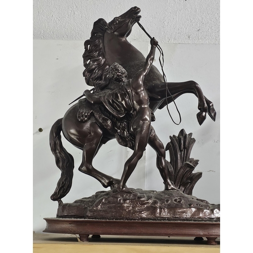 7 - A stunning set of antique spelter Marley Horses, each measuring 44cm tall.