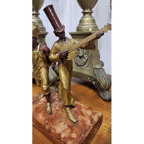 85 - A stunning antique Vienna Bronze cold painted figure, 'The Musician', mounted on marble base, measur... 