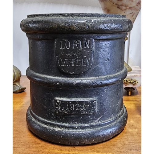 86 - A stunning antique bronze French 'Door Buster' mortar/ canon, makers plaque reading 'Lorin A Qeully'... 