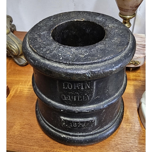 86 - A stunning antique bronze French 'Door Buster' mortar/ canon, makers plaque reading 'Lorin A Qeully'... 