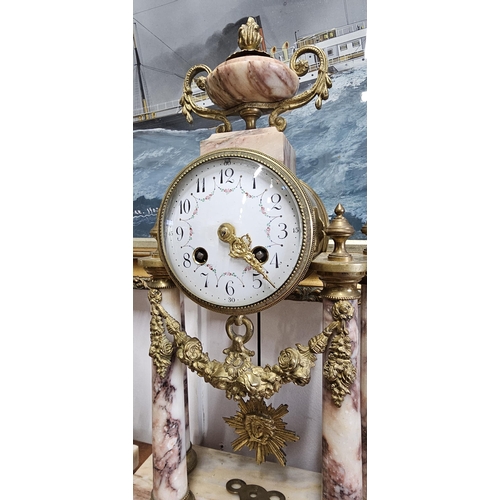 89 - A stunning antique French marble clock with garniture set.