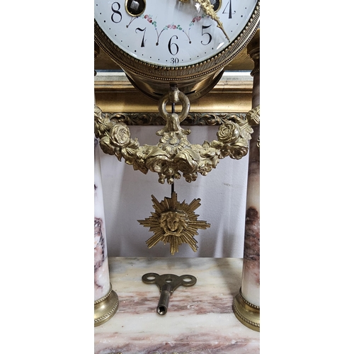 89 - A stunning antique French marble clock with garniture set.