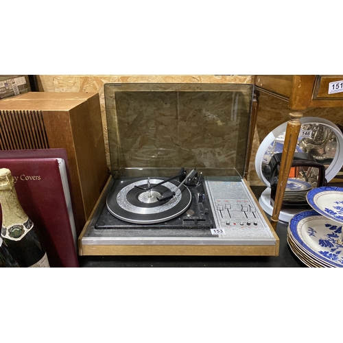 153 - A vintage teak ITT Twelve Fifty Stereo record player and speakers.