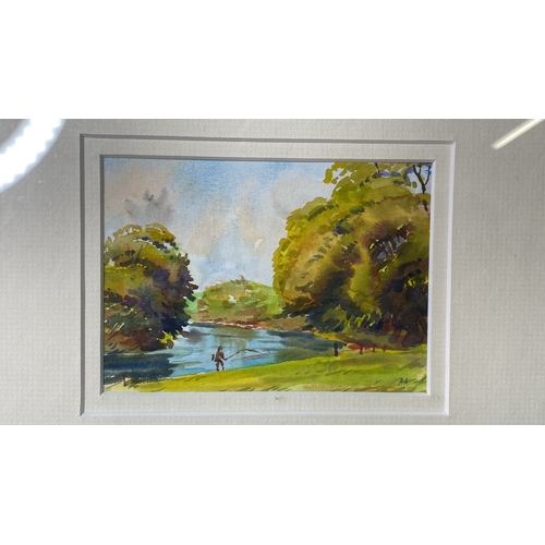 11 - A framed watercolour 'Fishing on the River Bann' signed AA (Alymer Armstrong).