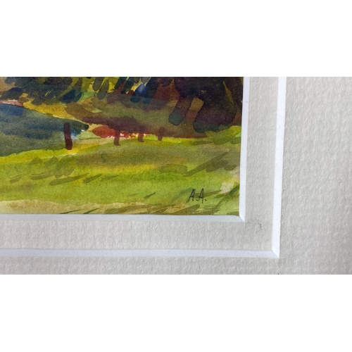 11 - A framed watercolour 'Fishing on the River Bann' signed AA (Alymer Armstrong).