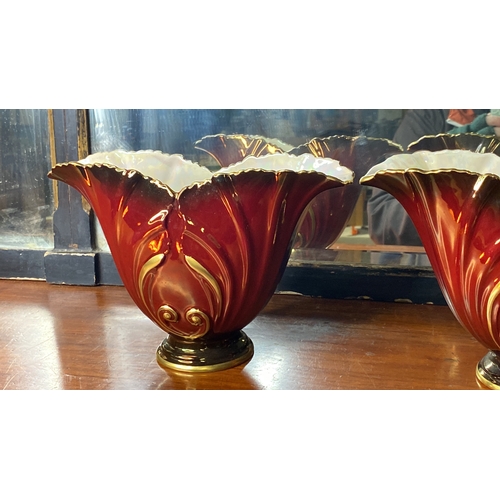 14 - A pair of Carlton Ware hand painted 'Rouge Royale' vases.