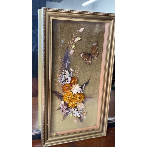 20 - A gilt framed picture, made from dried flowers.