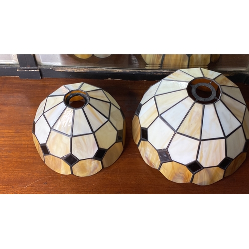 42 - A pair of Tiffany glass style stained glass shades.