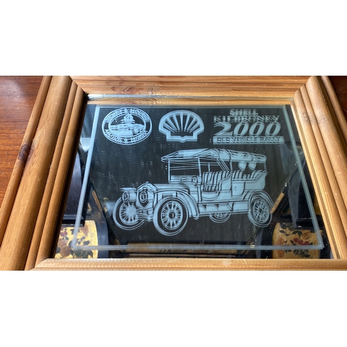 45 - An etched wall mirror of a vintage car.