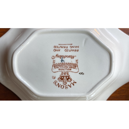 51 - Four pieces of Mason's Ironstone 'Mandalay' ceramics and two Mason's Ironstone 'Fruit Basket' plates... 