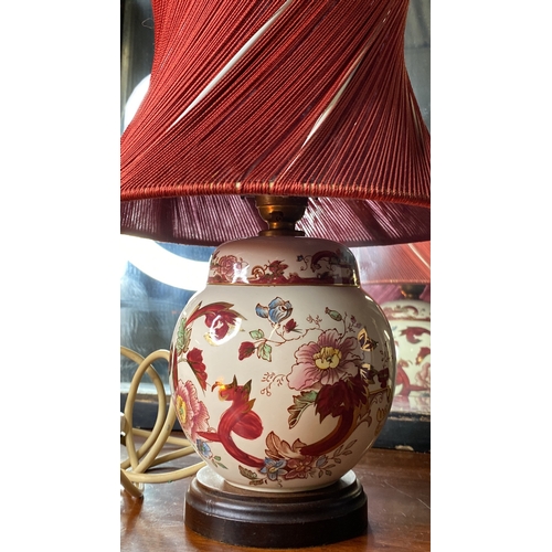 52 - A Mason's Ironstone 'Brown Velvet' table lamp and shade.