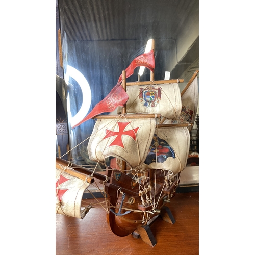 65 - A vintage wooden Spanish Galleon Ship.