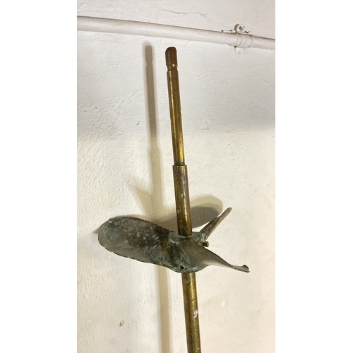 74 - An antique/ vintage yacht propeller with bronze shaft.