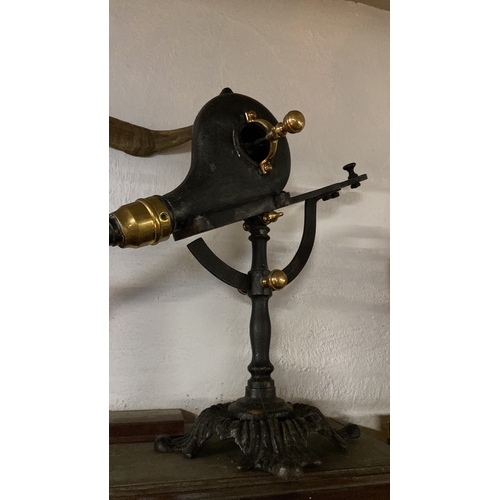 144 - A stunning antique hand cranked mechanical fire bellows.