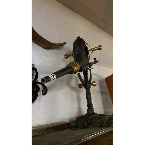 144 - A stunning antique hand cranked mechanical fire bellows.