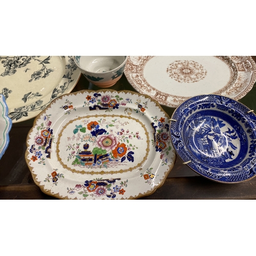 158 - Two Willow patterned bowls, an early Wedgwood plate, 'On the Alert', and more.