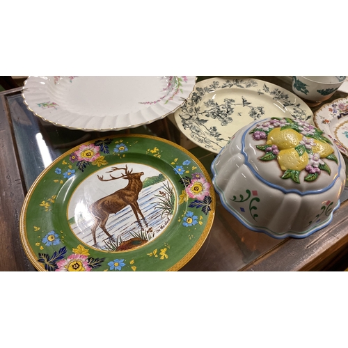 158 - Two Willow patterned bowls, an early Wedgwood plate, 'On the Alert', and more.