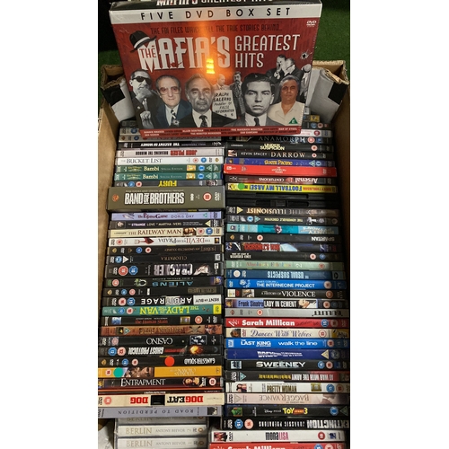 164 - Two large boxes of assorted DVD's.