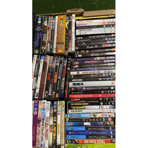 164 - Two large boxes of assorted DVD's.