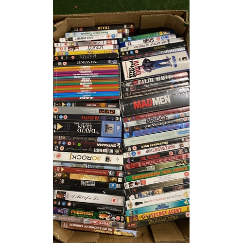 165 - Two large boxes of assorted DVD's.