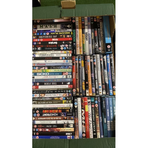 166 - Two large boxes of assorted DVD's.