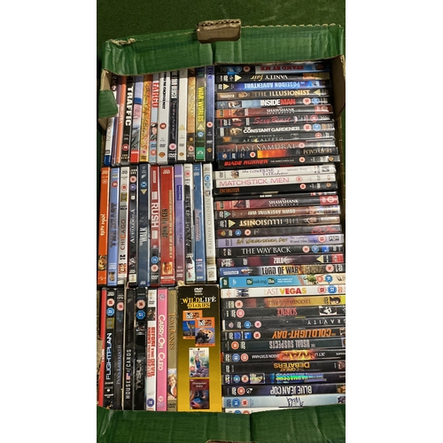 166 - Two large boxes of assorted DVD's.