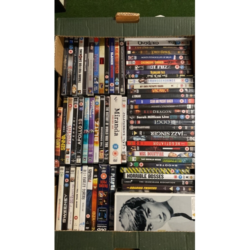 167 - Two large boxes of assorted DVD's.