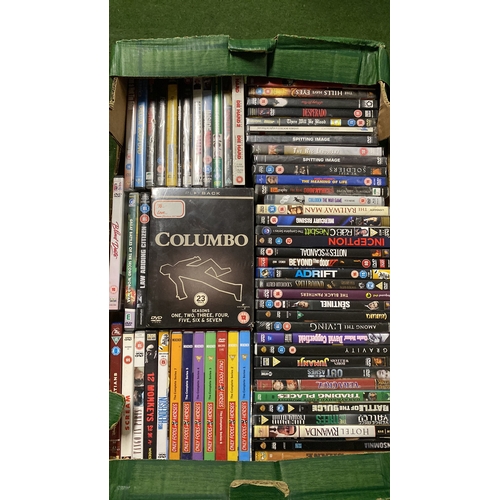 182 - Two large boxes of assorted DVD's.