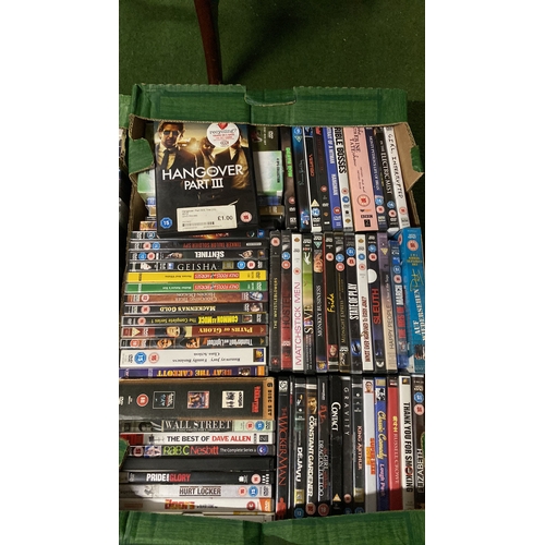 184 - Two large boxes of assorted DVD's.