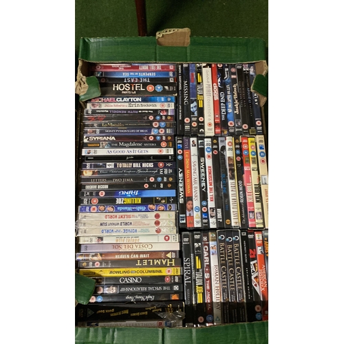 185 - Two large boxes of assorted DVD's.