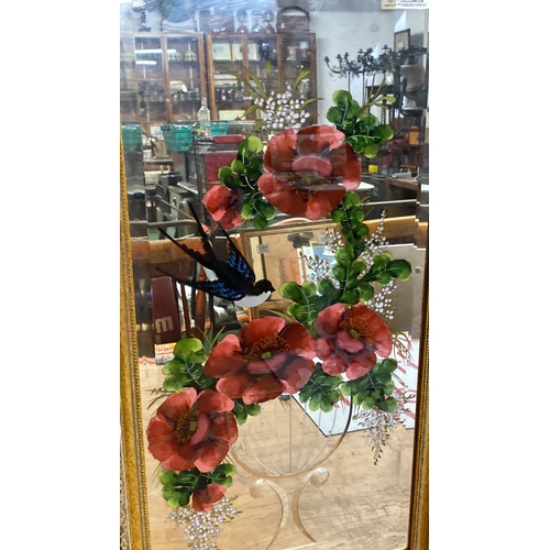 194 - A stunning vintage hand painted wall mirror, measuring 32cm x 63cm.