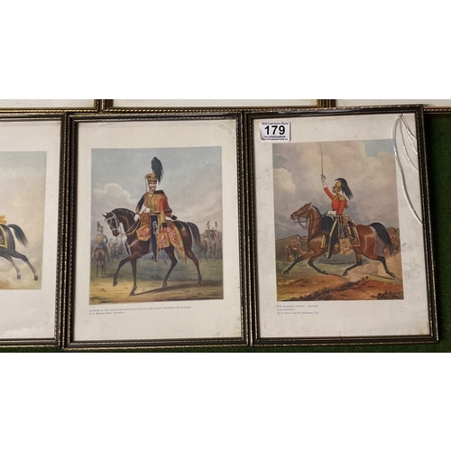 179 - Two sets of four pictures of military figures on horseback (a/f glass damaged on two of the pictures... 