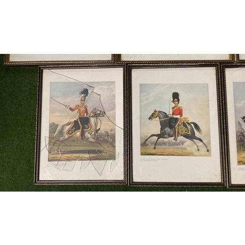 179 - Two sets of four pictures of military figures on horseback (a/f glass damaged on two of the pictures... 