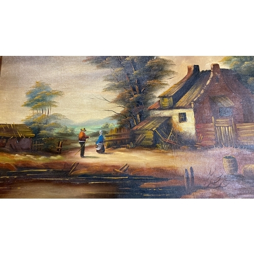 180 - A wooden framed Danish style picture.