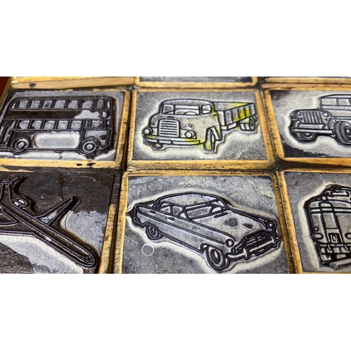 255 - A lot of vintage car, plane and boat themed rubber stamps.