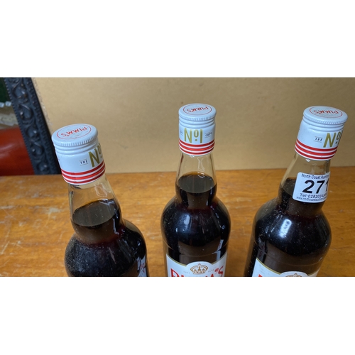 271 - Three bottles of 700ml Pimm's liquor.