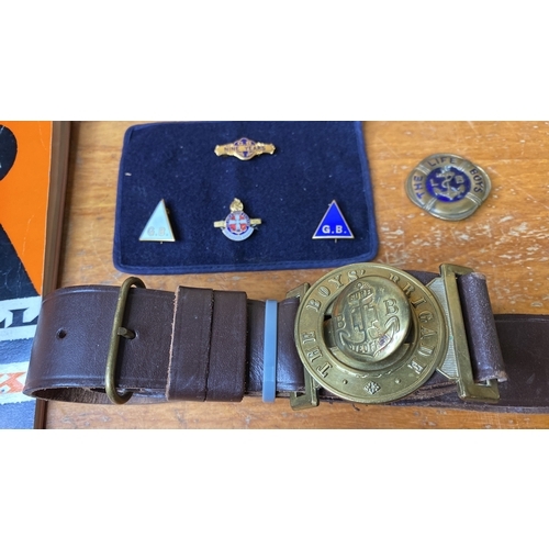 252 - A Boy Brigade belt, cap, badges and more.