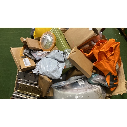 303 - A large boxed lot of assorted hardware, hinges etc.