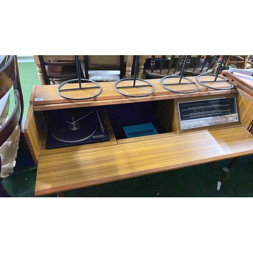 351 - A vintage Ferguson Stereogram model 3367 in a Sapele veneered wooden cabinet, top pull up and slide ... 