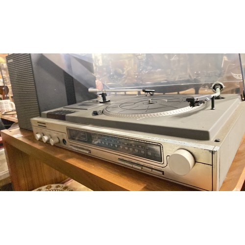 356 - A vintage Fidelity System 10 record player and two speakers.