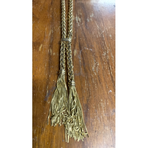 387 - A stunning vintage 9ct gold rope necklace with tassel detail, weight 27.2g.