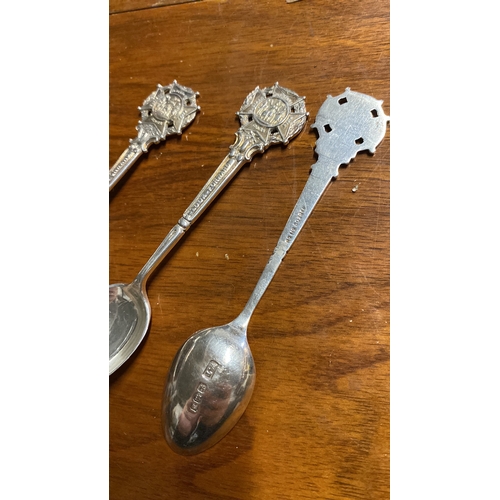 393 - Three Sterling Silver 'Riffle Club' spoons, Sheffield 1914, 1916 and 1918.